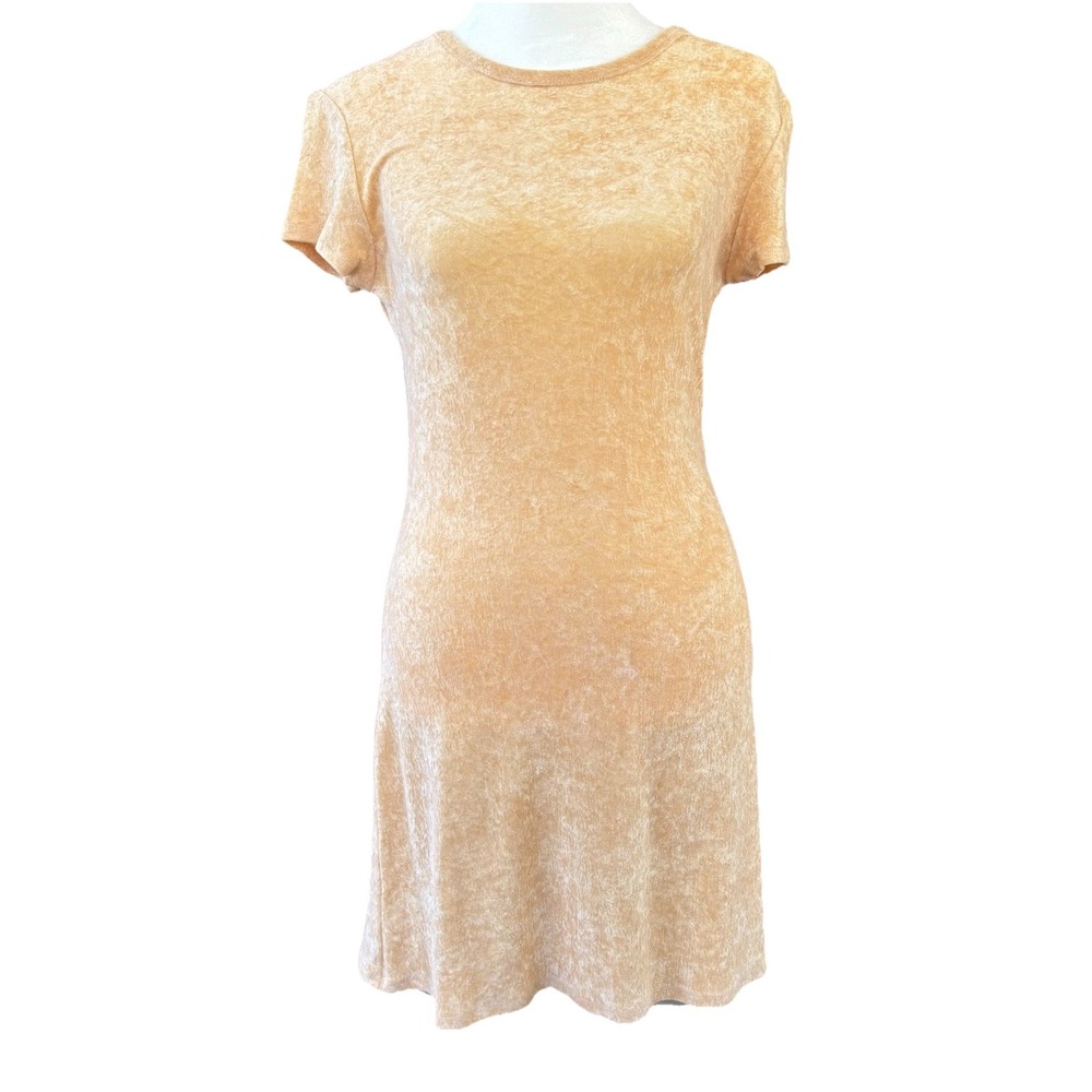 NC Love Vintage Made in USA Yellow Short Sleeve Terrycloth Sheath Dress Womens M